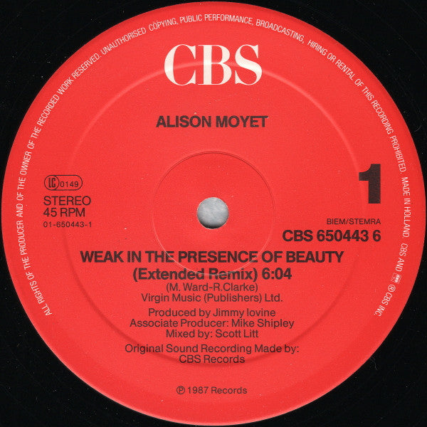 Alison Moyet- Weak In the Presence of Beauty (Extended Remix) 12"