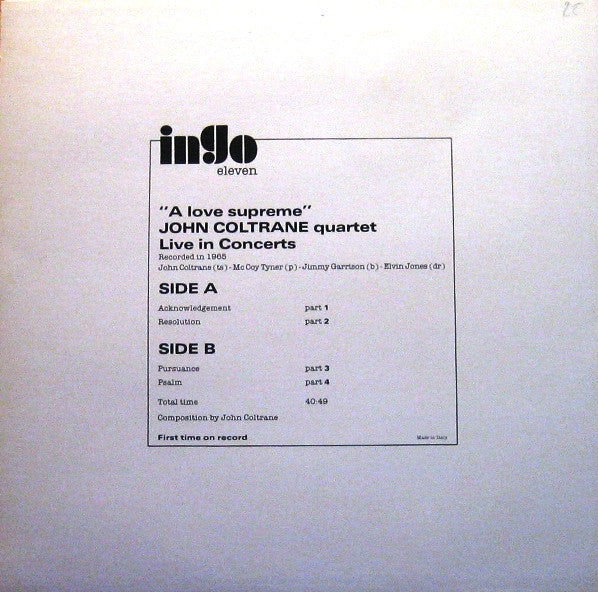 John Coltrane Quartet - A Love Supreme Live In Concert