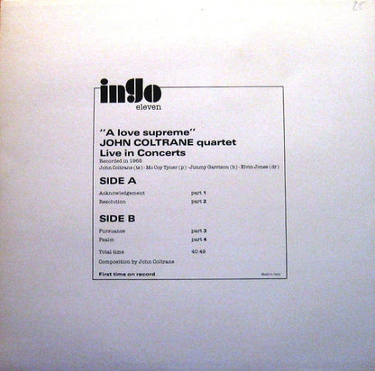John Coltrane Quartet - A Love Supreme Live In Concert